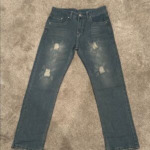 Men's Distressed Blue Jeans